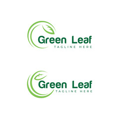 Green leaf creative natural organic logo design modern minimal concept 