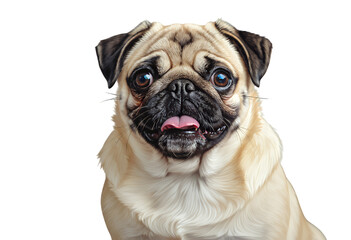 Pug Dog with Transparent Background, Playful Graphic