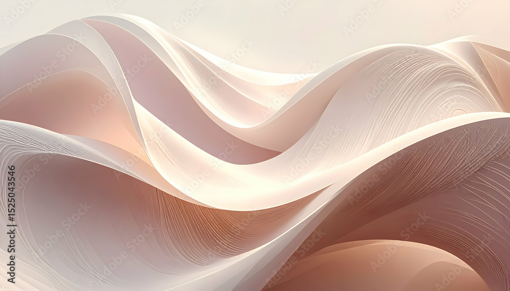 Poster Abstract wave patterns in soft colors with smooth curves and flowing lines