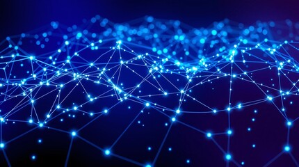Obraz premium Abstract blue network connection digital data flow