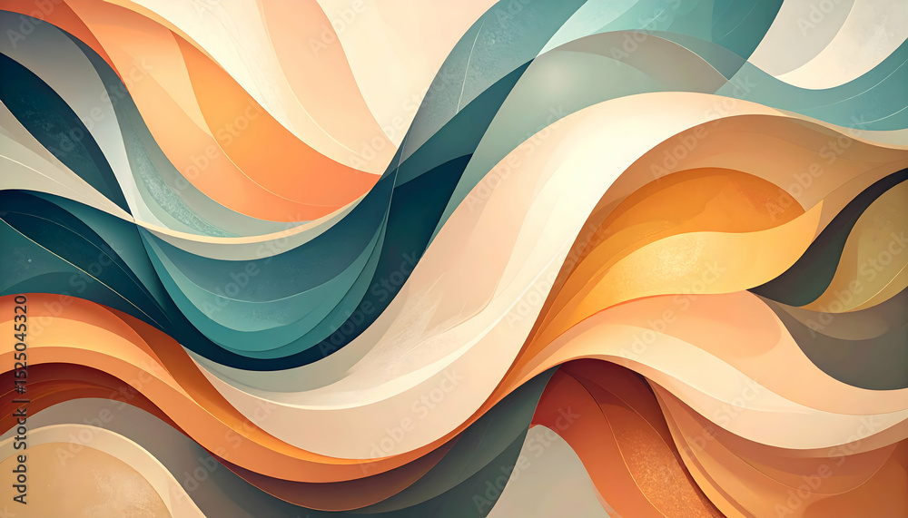 Poster abstract waves in warm and cool colors creating flowing patterns