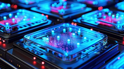 3d visualization of protein production on an automated conveyor system in a manufacturing setting
