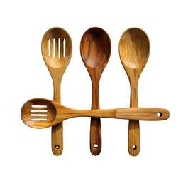 Wooden Spoons with Transparent Background, Rustic Kitchen Asset