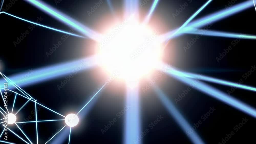 Aufkleber Connection of light points creates a stunning visual network displayed in a dark space