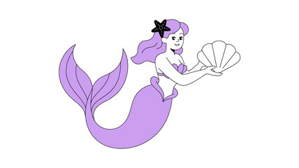 A fun vector cartoon illustration of a girl with a pink butterfly, embodying beauty and art