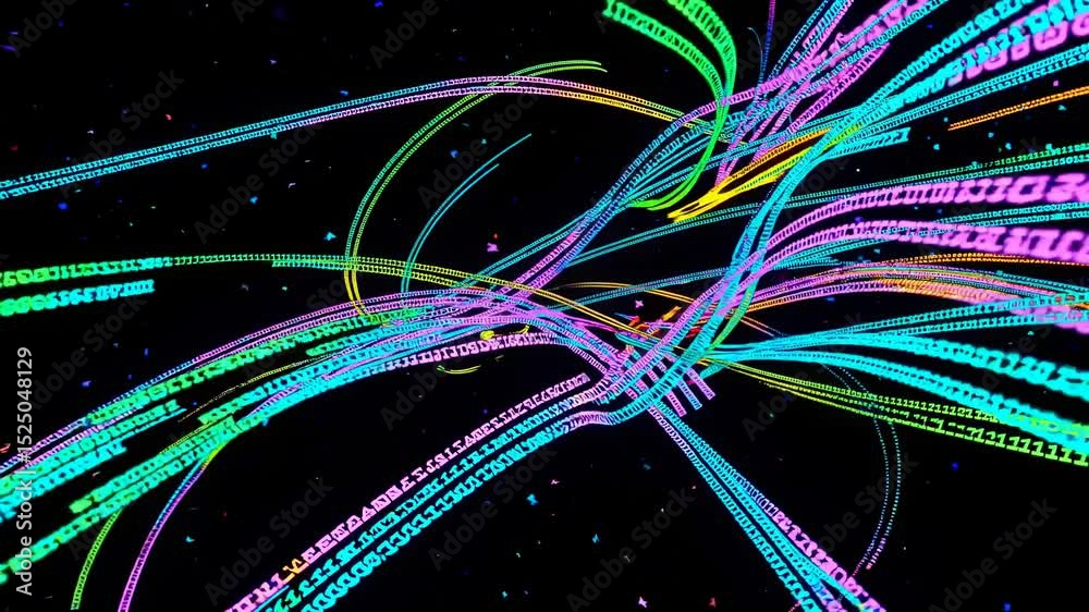 Fototapete Visual exploration of vibrant digital lines and patterns in a futuristic abstract environment