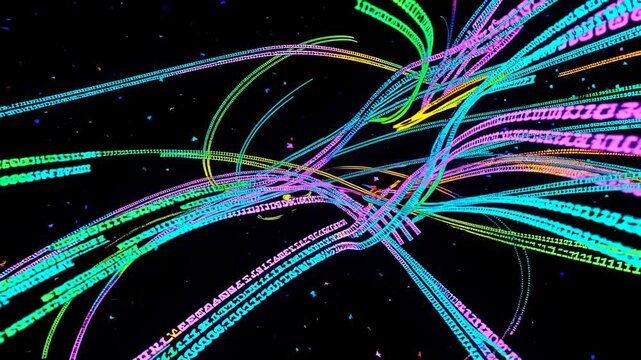 Visual exploration of vibrant digital lines and patterns in a futuristic abstract environment