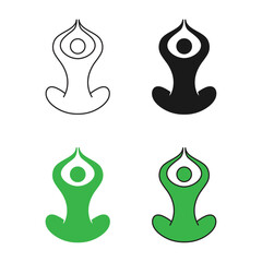 yoga pose silhouettes icon set featuring meditating human figures in a seated lotus position Perfect for wellness fitness spa and meditation related graphical project