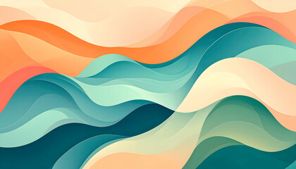 Fototapeta premium Abstract colorful wave pattern illustration with smooth curves and gradients