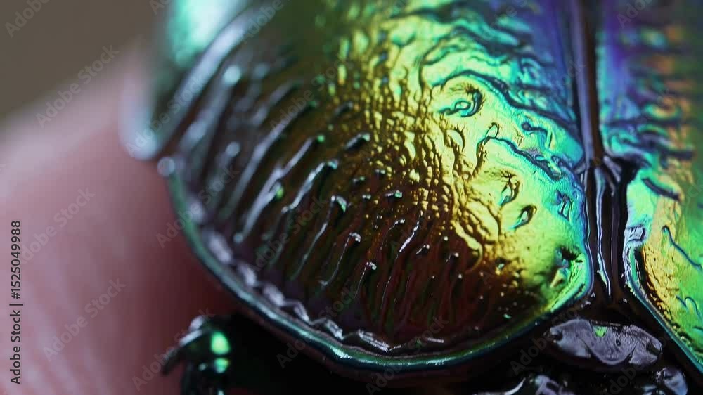 Poster Exploring the vibrant details of a beetle's iridescent shell in close-up