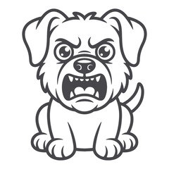 Obraz premium Angry Cartoon Dog Outline Aggressive Bulldog vector Line Art for Coloring Book