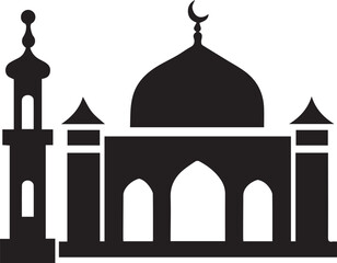 mosque silhouette, Islamic architecture vector, mosque clipart, mosque dome outline, religious building image, minaret silhouette, Islamic worship place, mosque structure art,