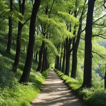 Passeggiata nella foresta tra alberi di querce e sughere maestose