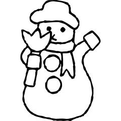 Snowman Holding Torch Doodle

