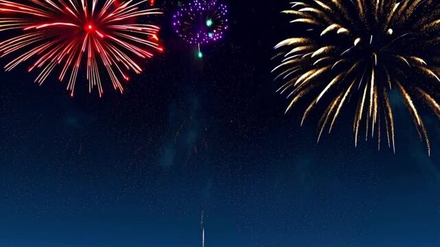 Ein spektakul&auml;res Feuerwerk erleuchtet den Nachthimmel in lebendigen Farben