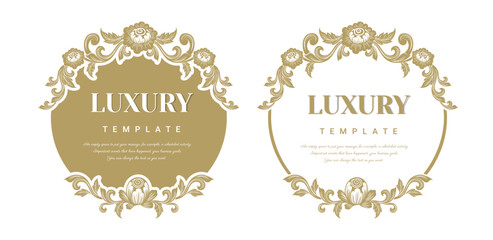 Decorative Thai traditional art frame for invitations, frames, menus, labels and websites. Elegant vector element Eastern style, place for text.