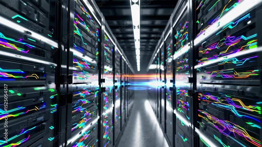 Leinwandbilder Exploring advanced data center technology and vibrant server architecture in a modern facility