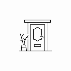 front door plant icon sign vector