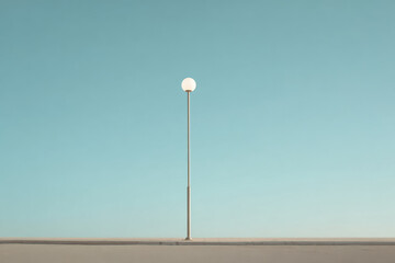 minimalist of amusement park during sunny evening featuring single ultrabright object on clean background with