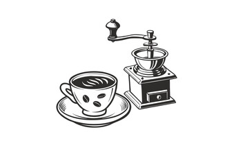 coffee cup and coffee beans