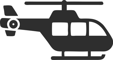 Obraz premium Silhouette of a Helicopter with Visible Rotor and Windows on a White Background