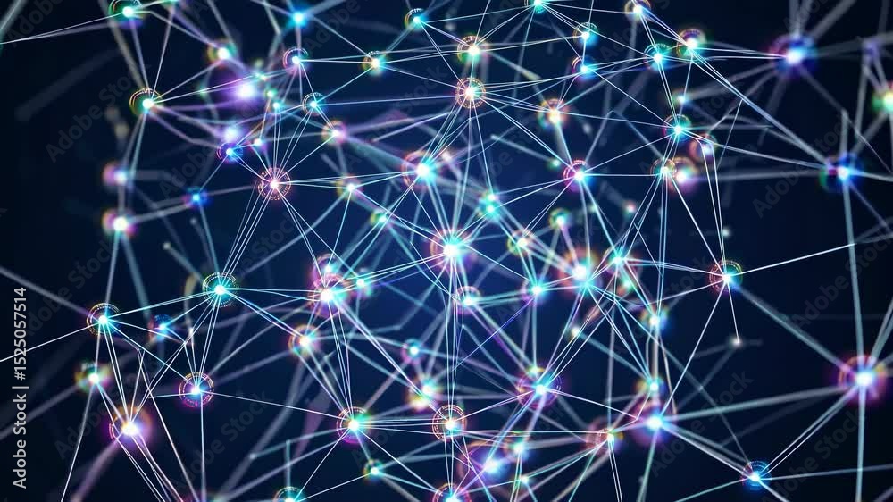 Aufkleber Exploring the beauty of interconnected networks illuminated with vibrant lights in a digital environment