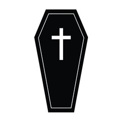 Obraz premium Black coffin with white cross symbol death funeral
