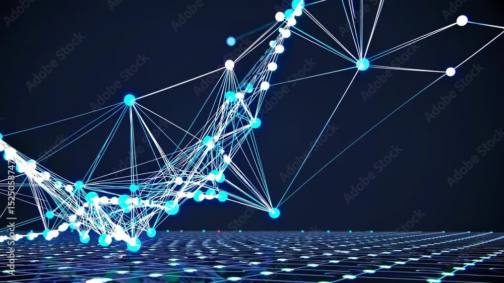 Aufkleber Exploration of digital networks showcasing intricate patterns and connections in a virtual space filled with vibrant colors