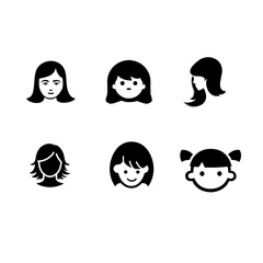 A set of girl face vector