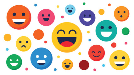 Colorful Cartoon Emoji Faces with Various Emotions and Expressions on White Background Illustration