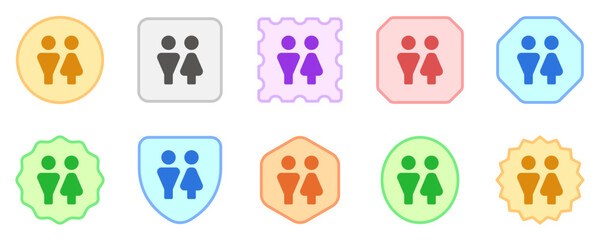 Editable couple, unisex restroom vector icon. Part of a big icon set family. Perfect for web and app interfaces, presentations, infographics, etc