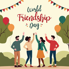 World Friendship Day is on August 7th. A diverse group of happy people from different cultures