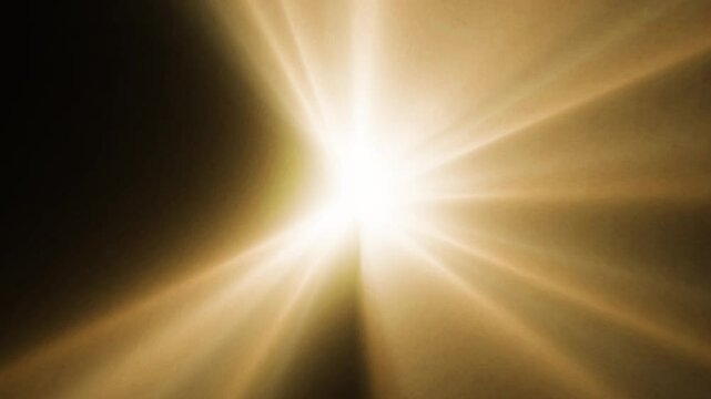 Glowing sunlight emitting from center point 4k animation on black backdrop. Glowing light rays animation video, shining, bright