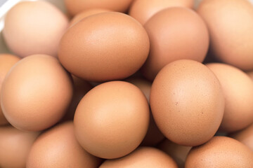 closeup of raw chicken eggs background