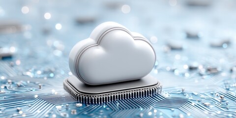 Cloud Storage Icon on Microchip Motherboard