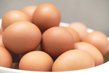 closeup of raw chicken eggs background