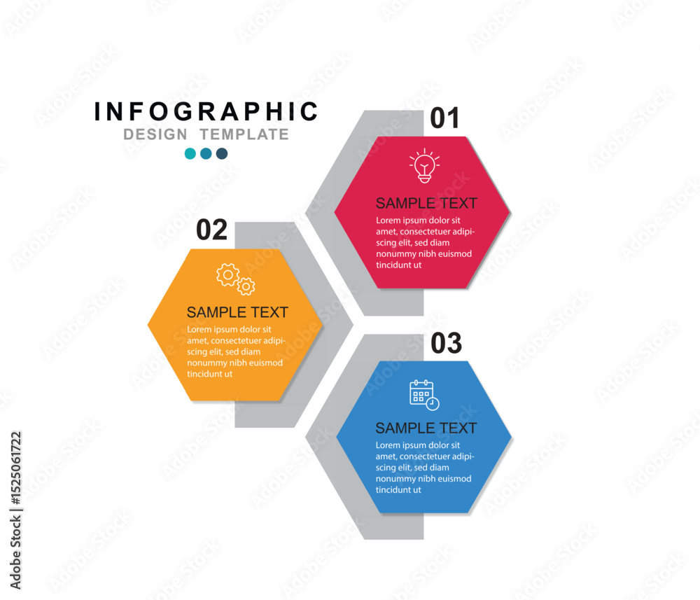 Poster vector infographic label design template with icons and 3 options or steps.