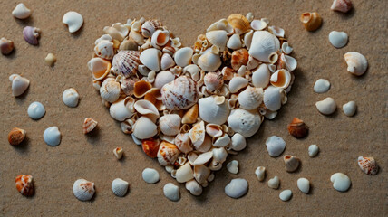 Seashell Heart on Sandy Shore