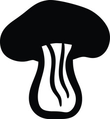 Simple Black and White Mushroom Drawing with Stylized Cap and Stem Illustration