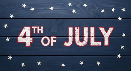 Patriotic 4th of July Design Stars and Stripes Wooden Background