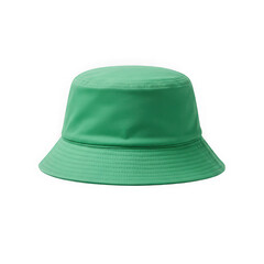 A single green bucket hat isolated on a white background in studio lighting