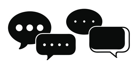 Black and White Featuring Speech Bubbles and Dots in Communication Layout