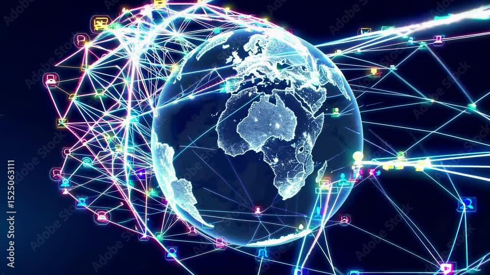 Aufkleber Exploring the interconnected world through digital networks and global communication