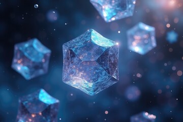Obraz premium Abstract Blue Crystal Cubes Perfect for Tech Design and Science Projects