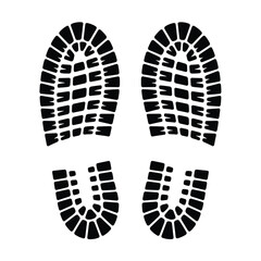 Black Boot Prints on White Background Illustration