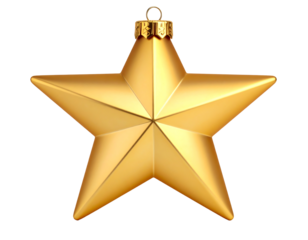 Shiny golden star ornament for festive occasions.