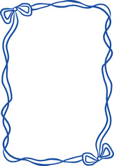 Doodlle coastal summer whimsical  frames. Doodle hand drawn vintage bows, ribbon,squiggly, wavy borders.Cute vector elements minimalist line art borders for birthday card, wedding invitation,poster,ba