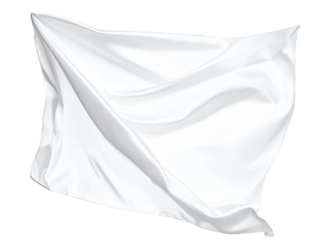 A white flag fluttering in the wind.