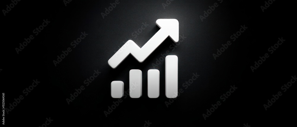 Poster An upward trending graph shows a business progress with positive growth.