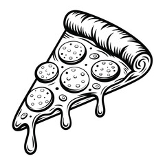 Delicious Melted Pepperoni Pizza Slice Illustration